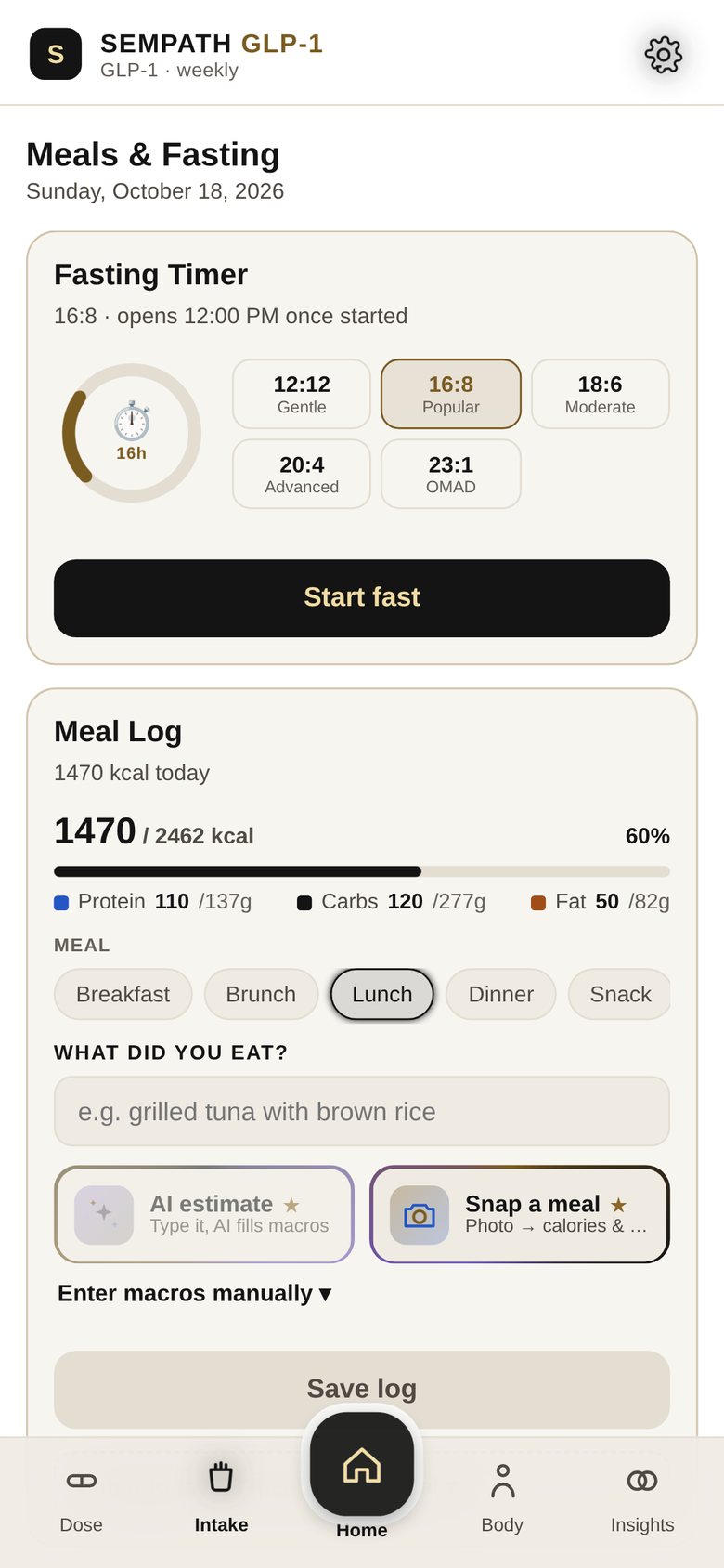 Sempath meals screen